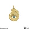 Stainless Steel Hammered Pendant Evil Eye with Stone 20mm