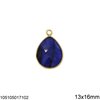 Silver 925 Bezel Pearshaped Pendant with Semi Precious Faceted Stone 13x16mm