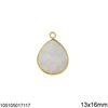 Silver 925 Bezel Pearshaped Pendant with Semi Precious Faceted Stone 13x16mm