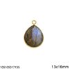 Μενταγιόν Ασημένιο 925 Bezel Δάκρυ με Ημιπολύτιμη Πέτρα Ταγιέ 13x16mm