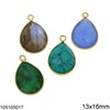 Silver 925 Bezel Pearshaped Pendant with Semi Precious Faceted Stone 13x16mm