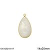 Silver 925 Bezel Pearshaped Pendant with Semi Precious Faceted Stones 14x25mm