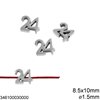 Stainless Steel New Years Lucky Charm "24" Bead 8.5x10mm with Hole 1.5mm