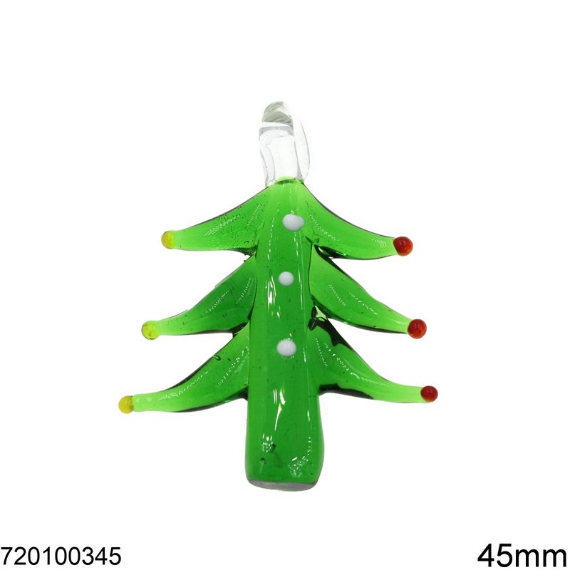 Μενταγιόν Τύπου Murano Χριστουγεννιάτικο Δέντρο 45mm