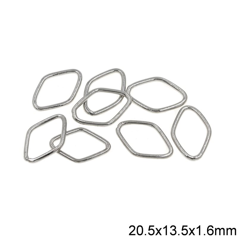 Iron Rhombus Ring Soldered 20.5x13.5x1.6mm, Nickel color NF