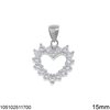 Silver 925 Pendant Heart with Zircon 15mm