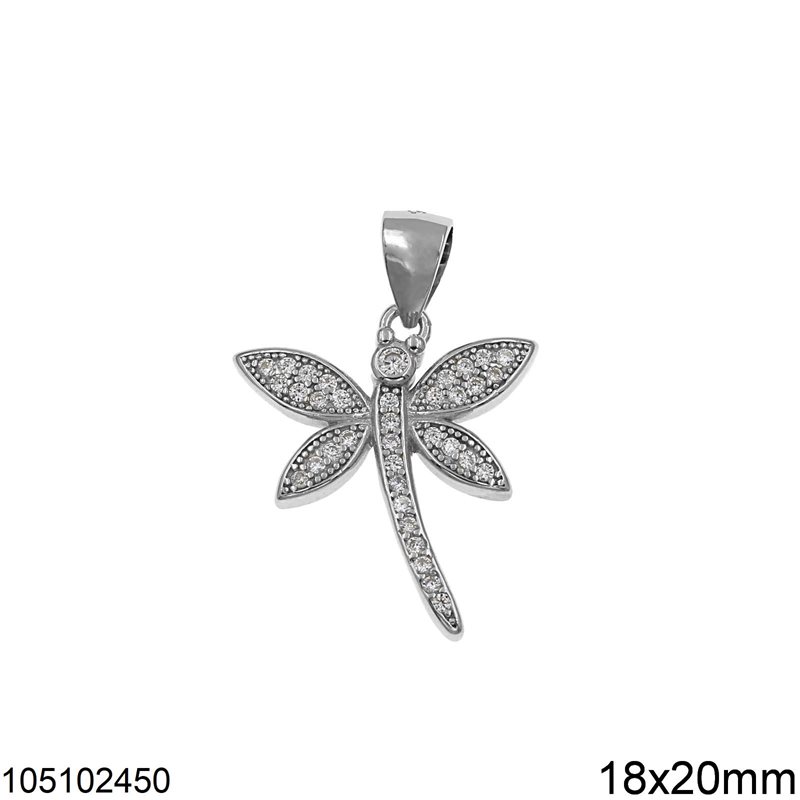 Silver 925 Pendant Butterfly with Zircon 18x20mm