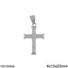 Silver 925 Pendant Cross with Zircon 4x15x22mm