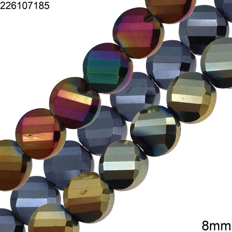 Glass Bead Faceted Disk 8mm