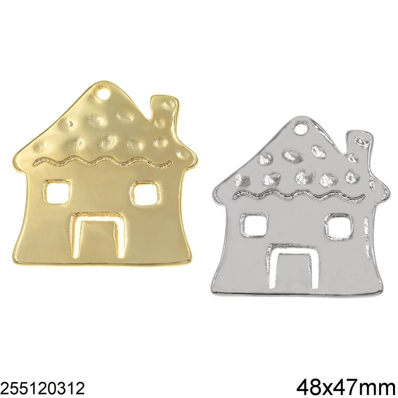Casting Pendant Hammered House 48x47mm