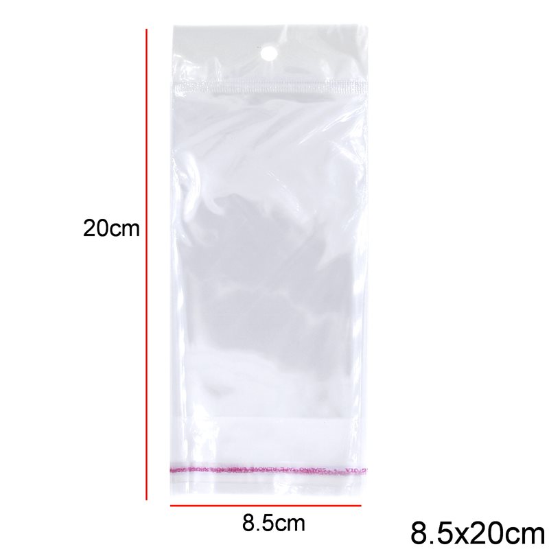 Σακουλάκι Πλαστικό με Κρέμασμα & Αυτοκόλλητο 8.5x20cm, 106τεμάχια/100γρ