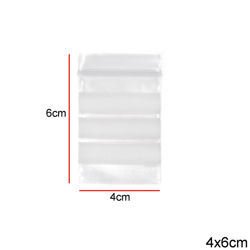 Σακουλάκι Πλαστικό με Λευκές Γραμμές & Zip 4x6cm, 347τεμάχια/100γρ