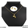 Stainless Steel Set of Necklace 12x20mm and Earrings Dolphin 8x13mm, Gold