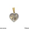 Stainless Steel Pendant Heart with Tree 13mm, Two Tone
