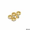 Brass Rondelle with Rhinestone 4mm, N/F