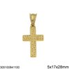 Stainless Steel Cross Hammered Pendant 5x17x28mm