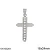 Silver 925 Pendant Cross with Zircon 16x24mm