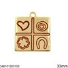 New Years Lucky Charm Square with Symbols 33mm