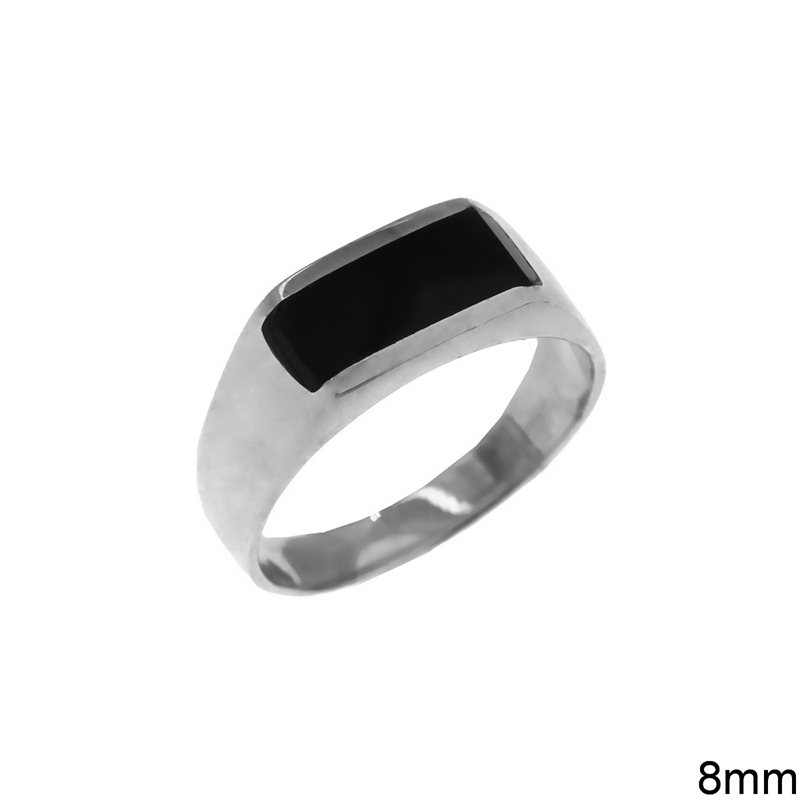 Silver 925 Men Ring with Onyx 8mm