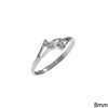 Silver 925 Ring Navette with Zircon 8mm