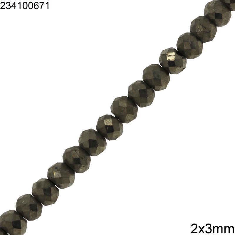Faceted Pyrite Beads 2x3mm