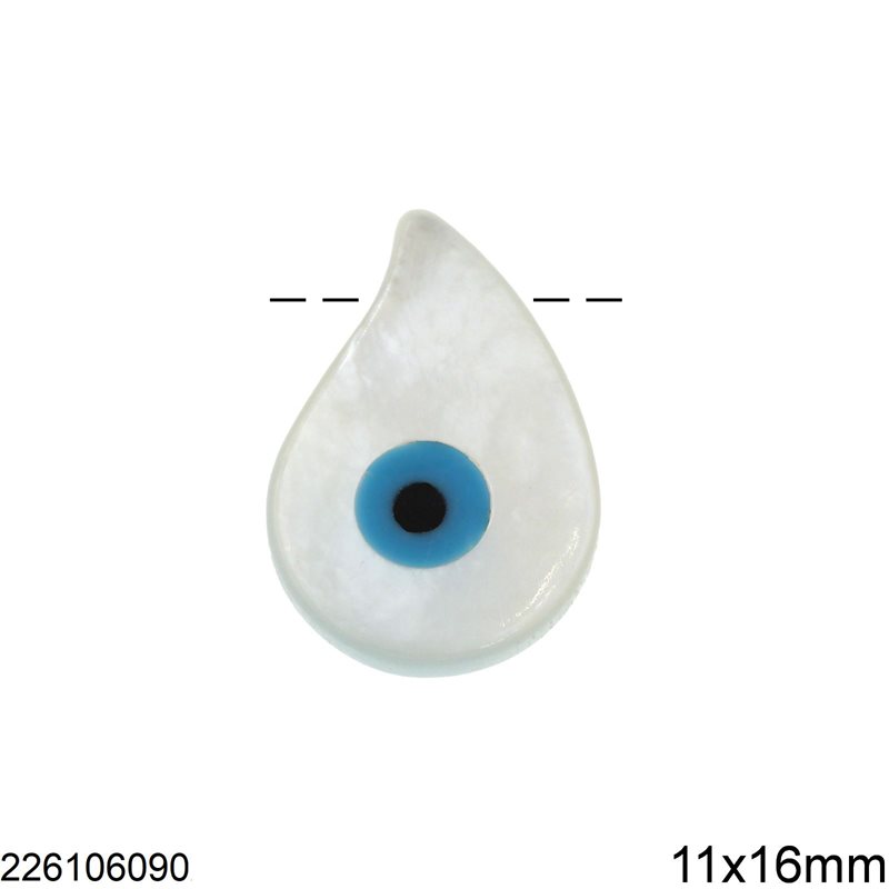Mop-shell Pearshape Evil Eye Bead 11x16mm 