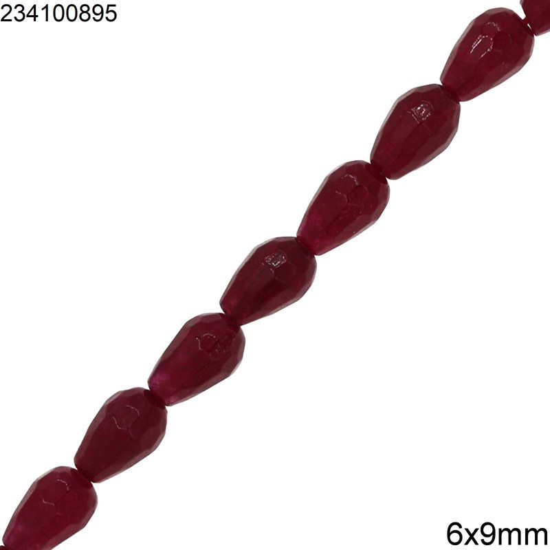 Jade Pearshape Faceted Beads 6x9mm