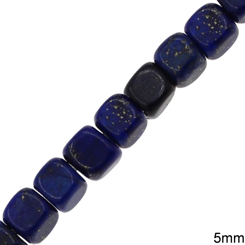 Lapis Cube Rounded Beads 5mm