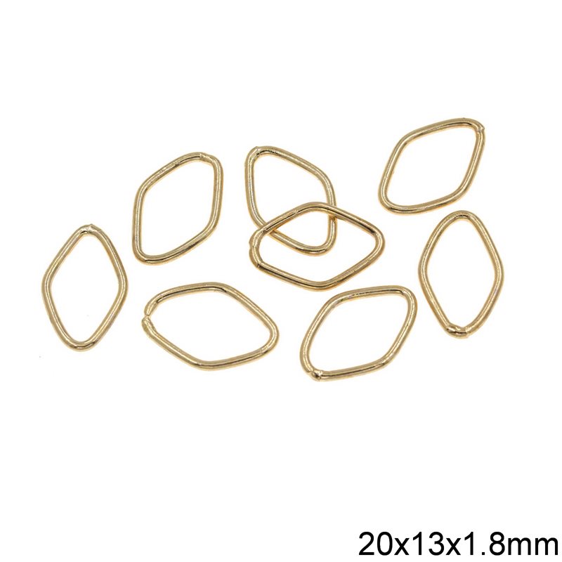 Iron Rhombus Ring Soldered 20x13x1.8mm, Gold plated NF