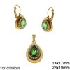 Stainless Steel Set of Necklace 28x19mm & Hook Earrings 14x17mm with Pearshape Rhinestone 