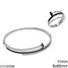 Stainless Steel Set of  Bracelet 6x65mm,& Ring 11mm with Black Stones