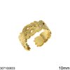 Δαχτυλίδι Ατσάλινο Φύλλα Δάφνης Ανοιχτό 10mm, Χρυσό
