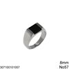 Δαχτυλίδι Ατσάλινο Ανδρικό Πλάκα Μαύρη 8mm