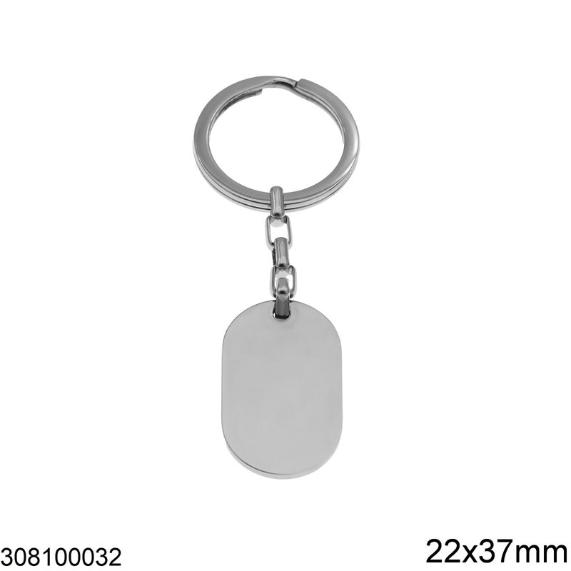 Stainless Steel Oval Keychain 22x37mm