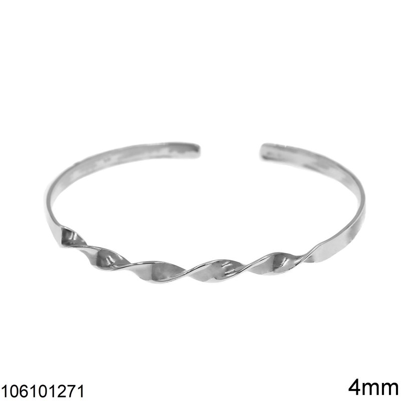 Silver 925 Bracelet Twisted Wire Open 4mm