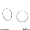 Silver 925 Hoop Earrings Twisted Wire 18-25mm