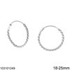 Silver 925 Hoop Earrings Twisted Wire 18-25mm