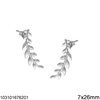 Silver 925 Earline Earrings Olive Branch 7x28mm