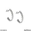 Silver 925 Stud Earrings Chain 4x23mm, Oxidised