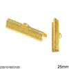 Brass Textured Rectangular Crimp End for Ribbon with Spikes 25mm