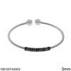 Silver 925 Cuff Bracelet with Ball 7-10mm
