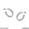 Silver 925 Stud Earrings Shine Finish Hoop 18-40mm
