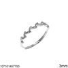 Silver 925 Ring Leaves with Zircon Open 3mm