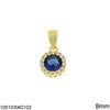 Silver 925 Round Rosette Pendant with Zircon 8mm