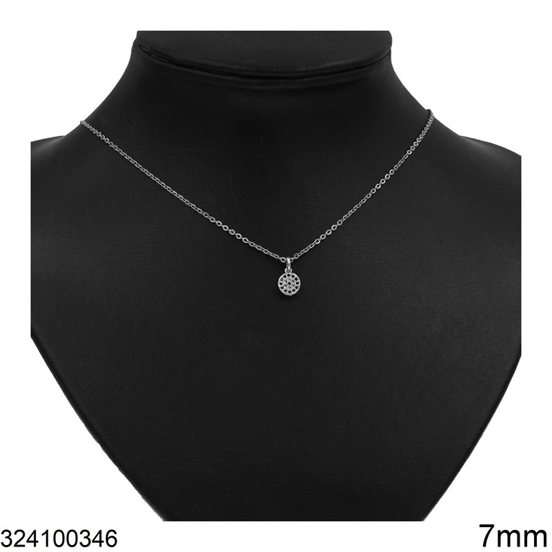 Stainless Steel Necklace Target with Zircon 7mm