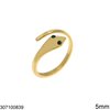 Δαχτυλίδι Ατσάλινο Φίδι με Πέτρες 5mm, Χρυσό