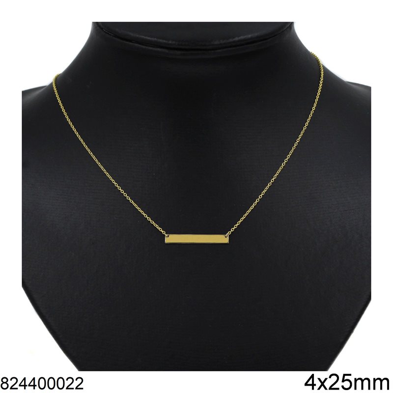Gold Necklace with Tag 4x25mm Κ14, 45cm