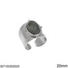 Stainless Steel Ring 20mm with Oval Semi Precious Stone 10x14mm