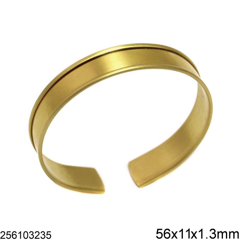 Brass Flat Bangle Bracelet Open 56x11x1.3mm