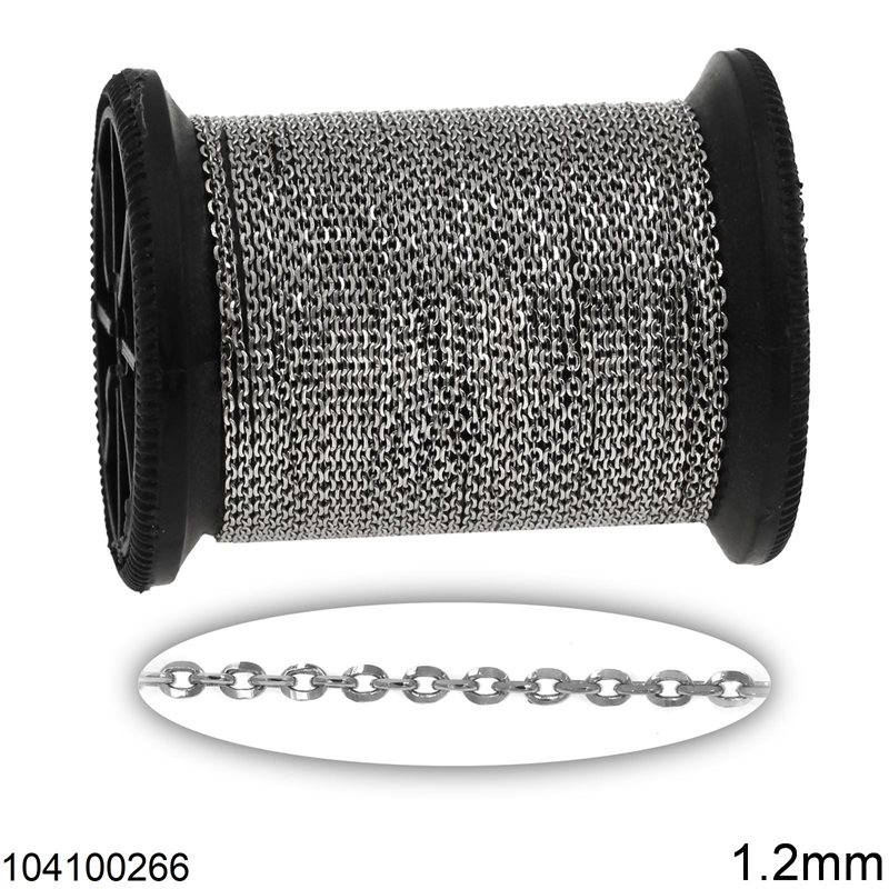 Silver 925  Diamond Cut Link Chain 1.2mm, Rhodium Plated 3,45gr/m